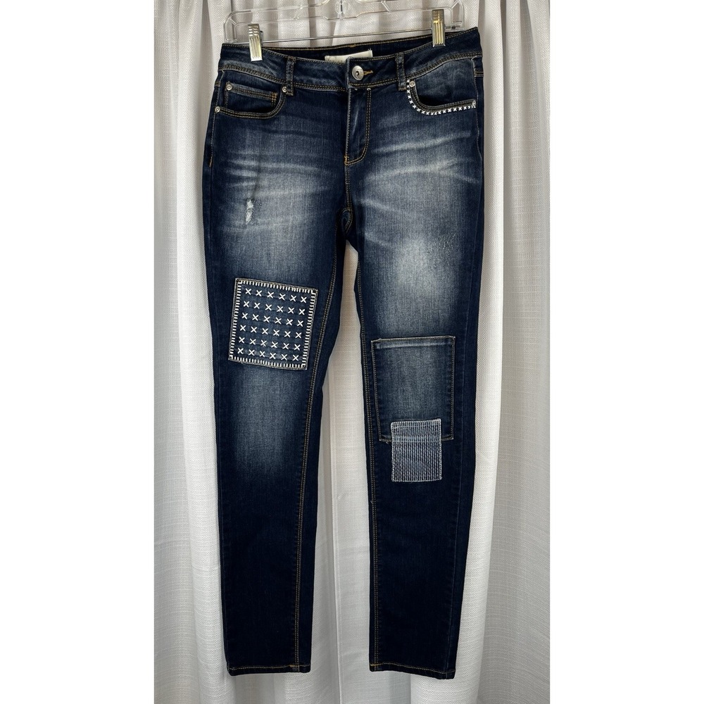 Cato EST 1946 Denim Jeans Womens Sz 4 Patchwork Patches Embroidered Distressed